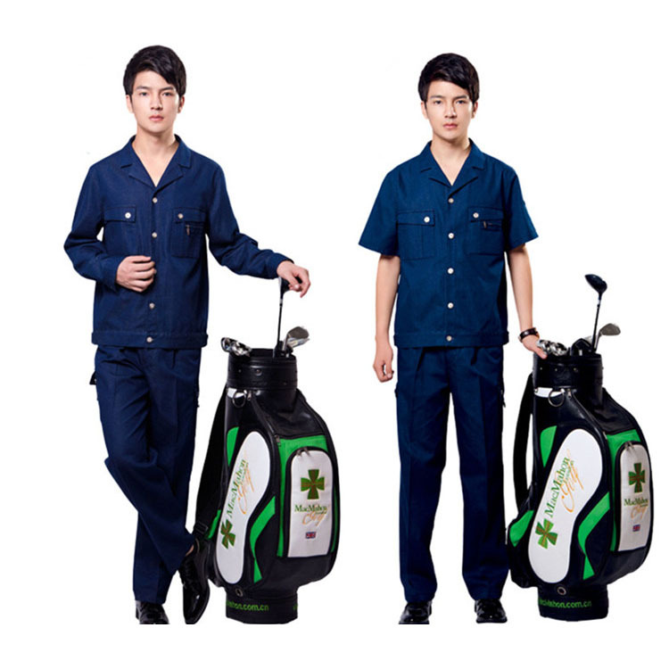 邦安2206夏季短袖長袖全棉牛仔工作服套裝透氣舒適汽修電焊工裝